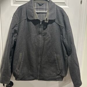 Steinbock Tyrol Austria Mens Wool Coat Flannel Lined Gray US 46 Distressed